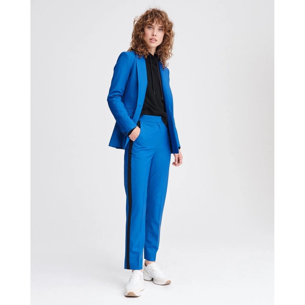 New Rag & Bone Poppy High Waisted Pant Womens 12 Blue Wool Stretch MSRP 395$ NWT